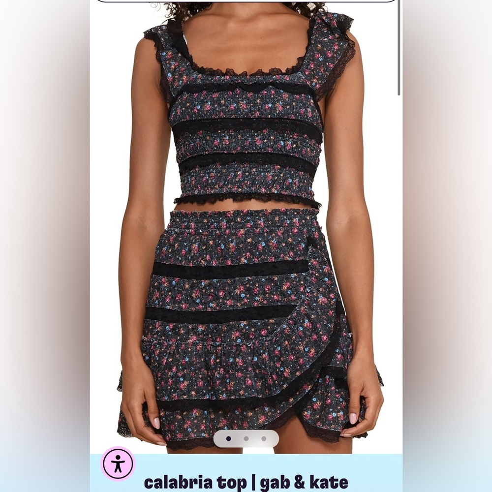 Gab & Kate Floral Crop Top - Black and Pink